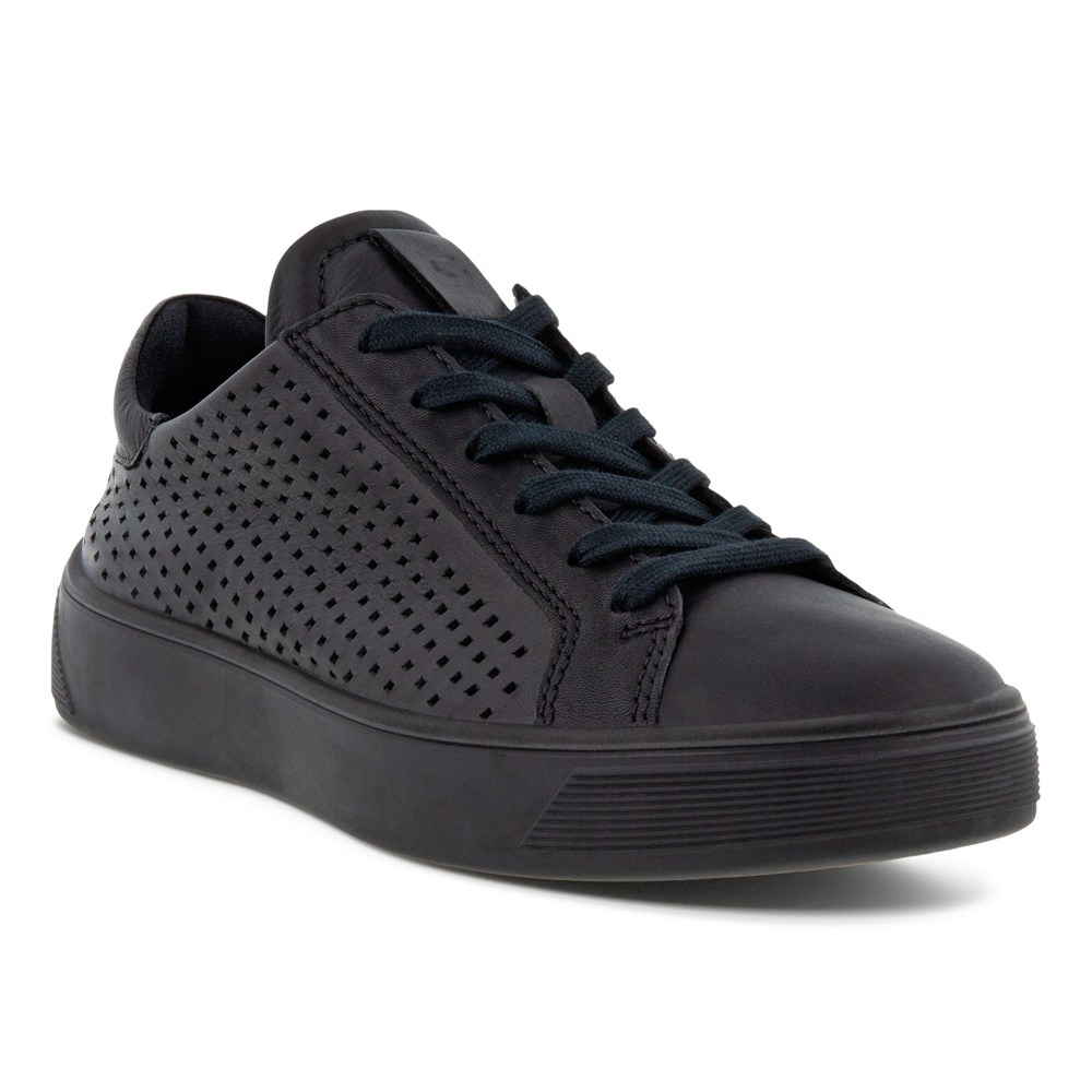 Womens Sneakers - ECCO Street Tray Laced - Black - 2609UJRAQ